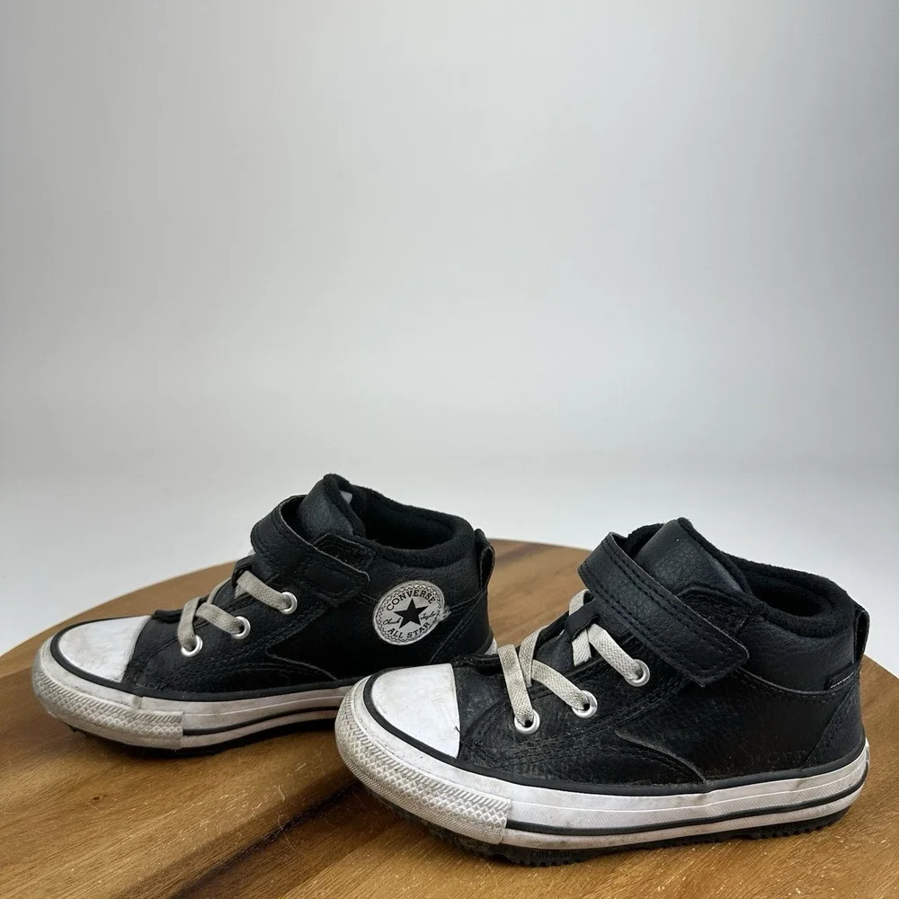 Little Kids Converse Chuck Taylor All Star Mid TD Black Leather Boots Size 10 C
